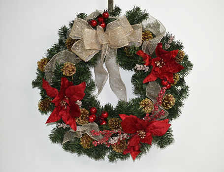 Christmas Wreath in Red Pointsettas